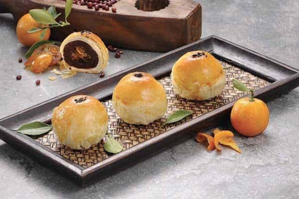bms organics vegan mooncake mid autumn festival red bean tangerine pastry