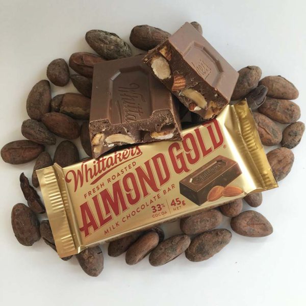 new zealand whittakers chocolate almond gold