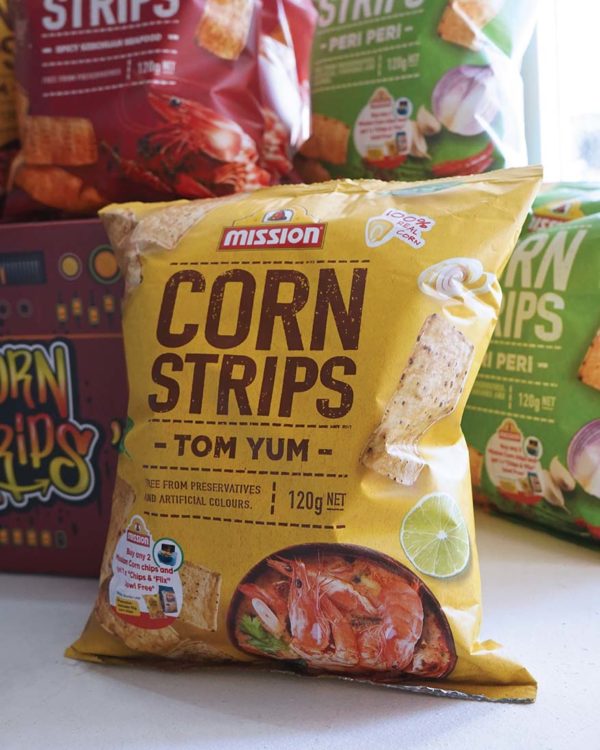 mission foods corn strips tom yum new flavour