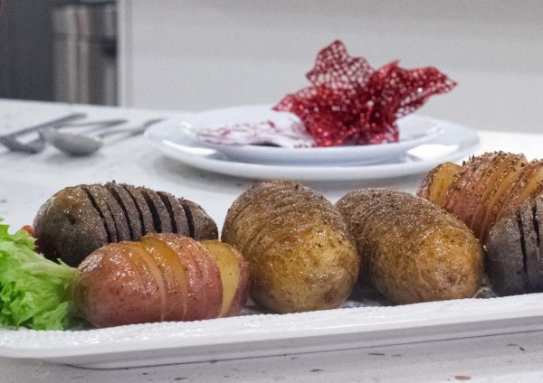 honey mustard glazed hasselback us potato festive dish dietitian indra balaratnam