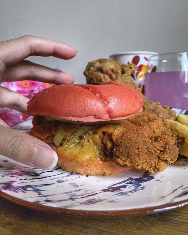 marrybrown cny egg-stra ong meal pink burger 