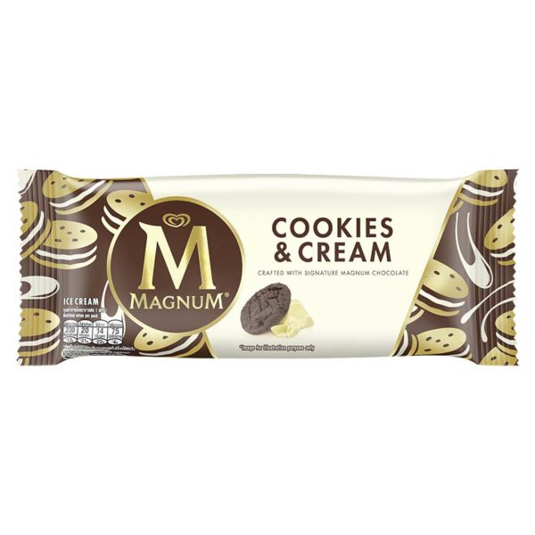 magnum cookies and cream belgian chocolate packaging