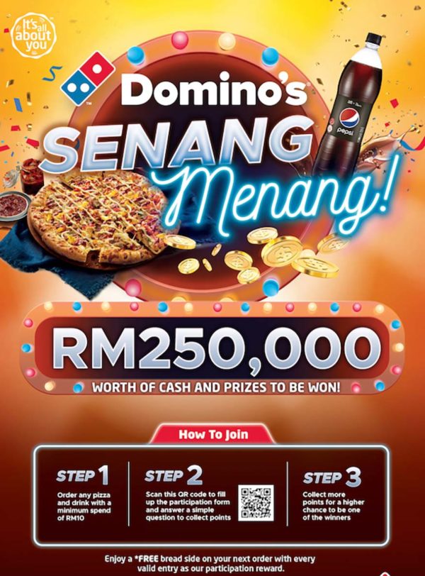 dominos pizza etika senang menang contest method