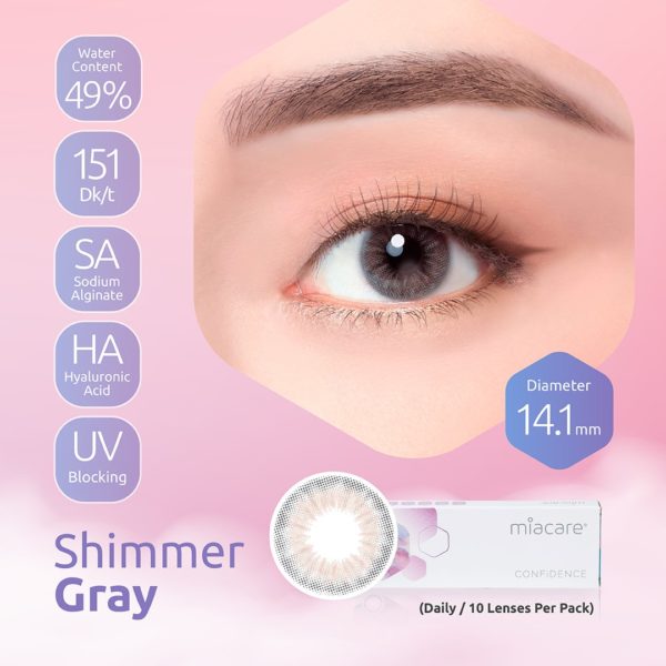 miacare shimmer daily grey colour contact lenses