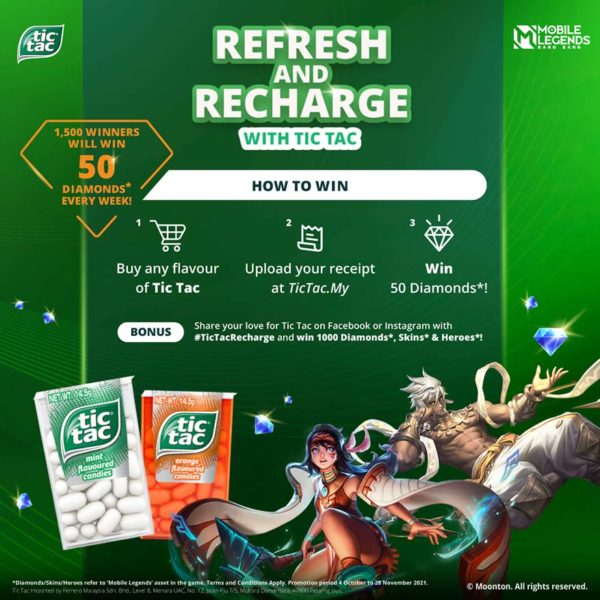 tic tac malaysia mobile legends refresh recharge win diamond
