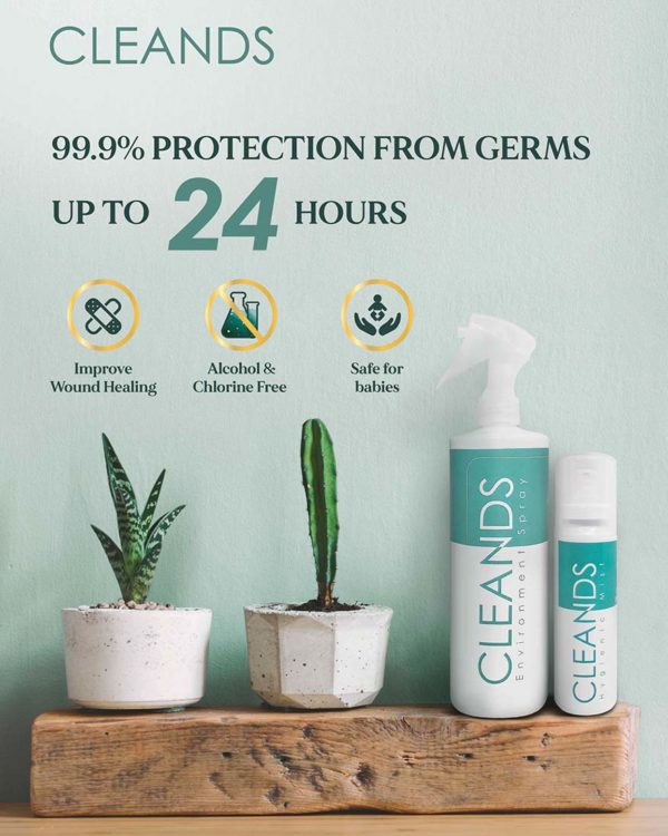 cleands environmentally friendly sanitizer 24 hours protection 