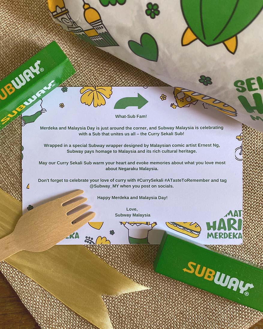 New Curry Sub & Localised Subway Sandwich Wrapper To Celebrate Malaysia’s National Day