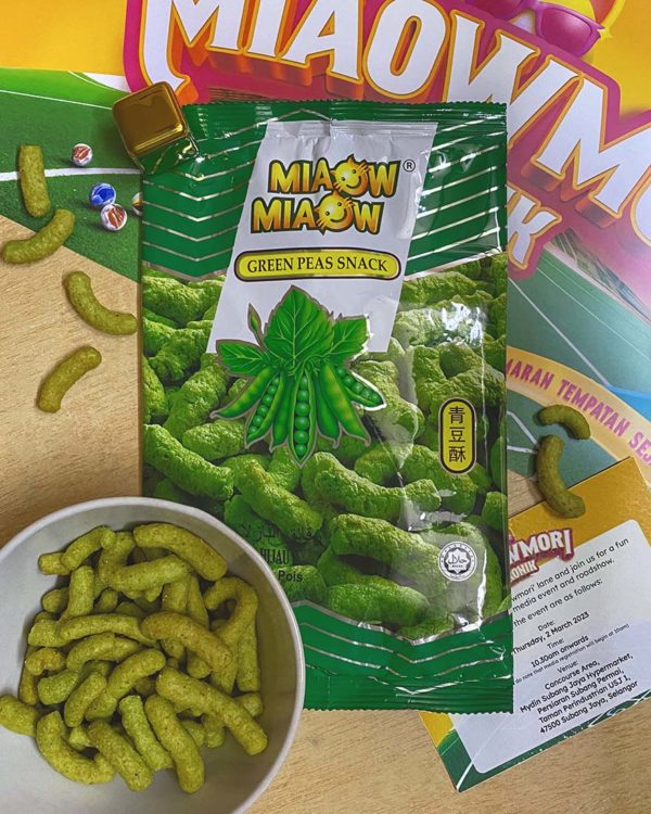 miaow miaow iconic miaowmori green peas snack