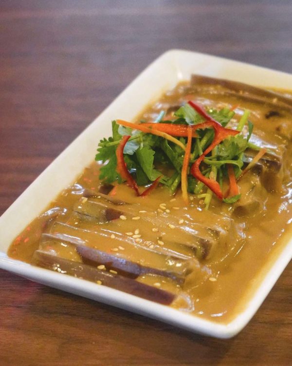 the queen at shanghai night restaurant ipc shopping centre steamed eggplant in peanut sauce
