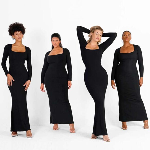 popilush built in shapewear modal soft lounge dresses black