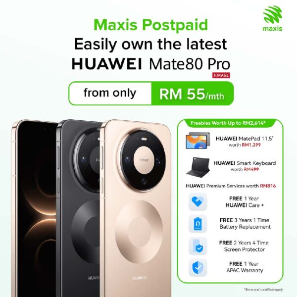 huawei mate 80 pro malaysia pre-order maxis postpaid plan