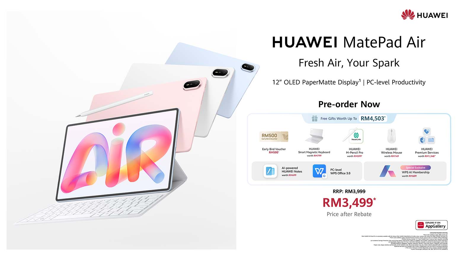HUAWEI MatePad Air – Redefining PC-Like AI Productivity With Ultra-Thin Design